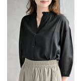 フリルネック７分袖綿麻ブラウス | rps | 詳細画像32 