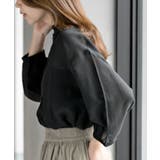 フリルネック７分袖綿麻ブラウス | rps | 詳細画像35 