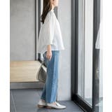 フリルネック７分袖綿麻ブラウス | rps | 詳細画像5 