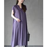 パープル | レーヨンノーカラースキッパーワンピース | rps