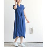 ブルー | レーヨンノーカラースキッパーワンピース | rps