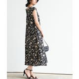 ブラック2 | フレンチスリーブプリントワンピース | rps