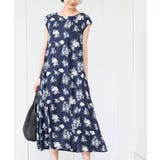 ネイビー | フレンチスリーブプリントワンピース | rps