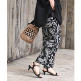 ブラック | 綿麻プリントイージーパンツ | rps