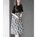 グレー | プリント切替ワンピース | rps