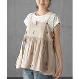 ベージュ | ＴシャツＳＥＴ花刺繍キャミソールアンサンブル | rps