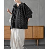 バンドカラーレーヨンプリントドルマンブラウス | rps | 詳細画像21 