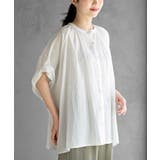 オフホワイト | バンドカラーコットンドルマンブラウス | rps