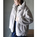 グレージュ | フェイクファースタンドコート | rps