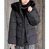 ブラック | ベルト付き中綿フードフェイクファーミドルコート | rps