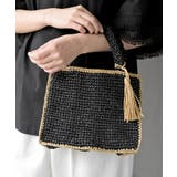 ブラック | タッセル付き縁取りペーパーカゴバッグ | rps