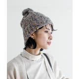 グレー | ポンポン付きカラーネップニット帽 | rps