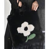 ブラック | 花モチーフフェイクファーバッグ | rps