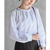 オフホワイト | 刺繍スリーブバンドカラーブラウス | rps