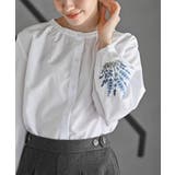 オフホワイト3 | 刺繍スリーブバンドカラーブラウス | rps