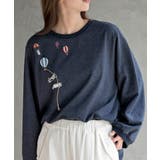 ネイビー | 気球キャット刺繍ミニ裏毛プルオーバー | rps