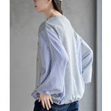 無地×ストライプ切替ミニ裏毛ドロストプルオーバー | rps | 詳細画像15 