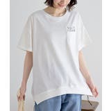 オフホワイト | フラワーキャット裾ドロストＴシャツ | rps