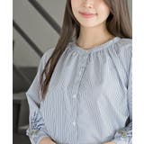 刺繍スリーブバンドカラー７分袖ブラウス | rps | 詳細画像14 