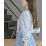 刺繍スリーブバンドカラー７分袖ブラウス | rps | 詳細画像15 