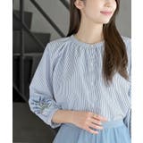 刺繍スリーブバンドカラー７分袖ブラウス | rps | 詳細画像17 