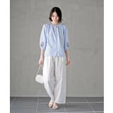 刺繍スリーブバンドカラー７分袖ブラウス | rps | 詳細画像18 