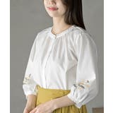 刺繍スリーブバンドカラー７分袖ブラウス | rps | 詳細画像6 