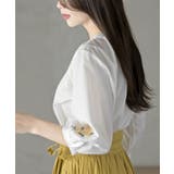 刺繍スリーブバンドカラー７分袖ブラウス | rps | 詳細画像7 