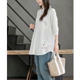 ねこだらけ３ポケット７分袖シャツチュニック | rps | 詳細画像3 