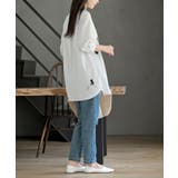 ねこだらけ３ポケット７分袖シャツチュニック | rps | 詳細画像5 