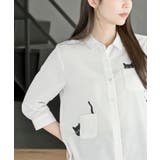 ねこだらけ３ポケット７分袖シャツチュニック | rps | 詳細画像6 