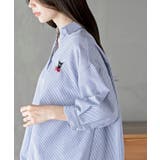 キャットリボン刺繍裾タック7分袖ブラウス | rps | 詳細画像15