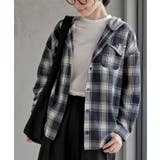 ネイビー | ポケットキャットフード付きチェックシャツ | rps