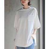 オフホワイト | ポケット付き裾ラウンドTシャツ | rps