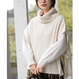 アイボリー | サイドリボンタートルリブニットベスト | rps