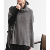 CHACグレー | サイドリボンタートルリブニットベスト | rps