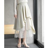 Lベージュ | 異素材切替ラッフルスカート | rps