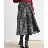 ブラック | ツィードチェック×プリーツ切替スカート | rps