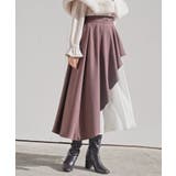 ピンク | ビット付きラッフルアシメトリー切替スカート | rps