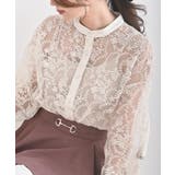 アイボリー3 | バンドカラー刺繍シアーブラウス | rps