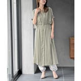 ライトカーキ | ウ゛ィンテージサテンバンドカラーワンピース | rps