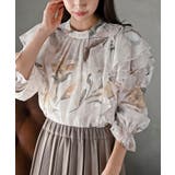 イエロー | ジャガード花柄フリルブラウス | rps