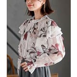 ボルドー | ジャガード花柄フリルブラウス | rps