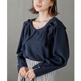 ネイビー | リボンモチーフブラウス | rps
