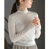 オフホワイト | シアーストライプハイネックカットソー | rps