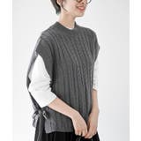 CHACグレー | サイドリボンケーブルニットベスト | rps