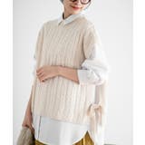 オフベージュ | サイドリボンケーブルニットベスト | rps