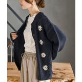 フラワー刺繍クルーネックケーブルニットカーディガン | rps | 詳細画像23 