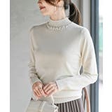 アイボリー | パールビジューネックハイネックニットプルオーバー | rps