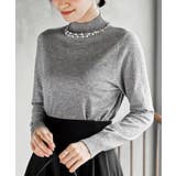 杢グレー | パールビジューネックハイネックニットプルオーバー | rps